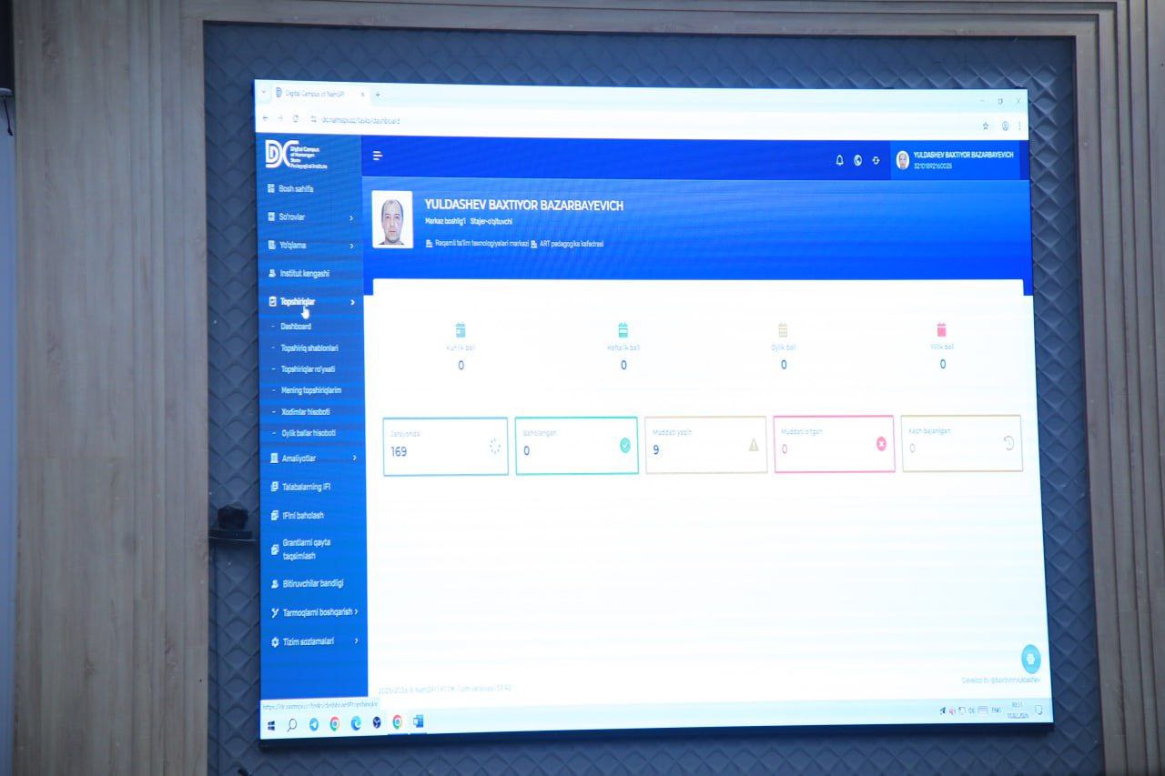 Institutda tyutorlar faoliyati samaradorligi (KPI)ni baholash raqamlashtirildi