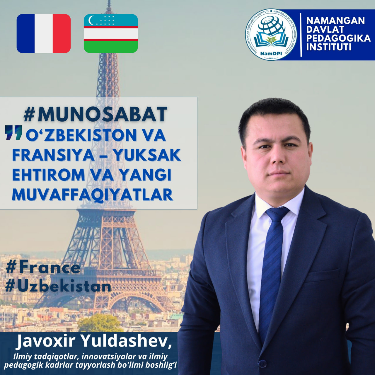 O‘zbekiston va Fransiya – yuksak ehtirom va yangi muvaffaqiyatlar sari