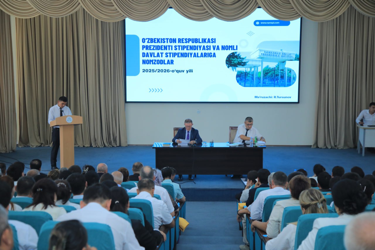 Namangan davlat pedagogika institutida oʻtkazilgan 2025/2026-o‘quv yilining 1-sonli kengaytirilgan yigʻilishi doirasida kun tartibidagi quyidagi rejalar koʻrib chiqilib, kengash a'zolari bilan tahlil qilindi.