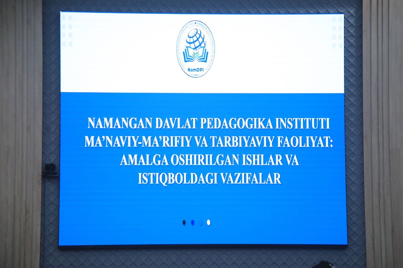 Ma’naviy-ma’rifiy va tarbiyaviy faoliyat bo‘yicha amalga oshirilgan ishlar hamda istiqboldagi ustuvor vazifalarga bag‘ishlangan muhim taqdimot