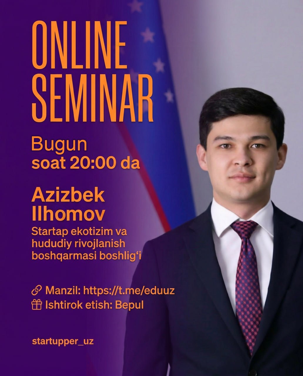 Startap g‘oyangiz bor, lekin uni qanday amalga oshirishni bilmayapsizmi? Unda ushbu onlayn seminar aynan siz uchun!
